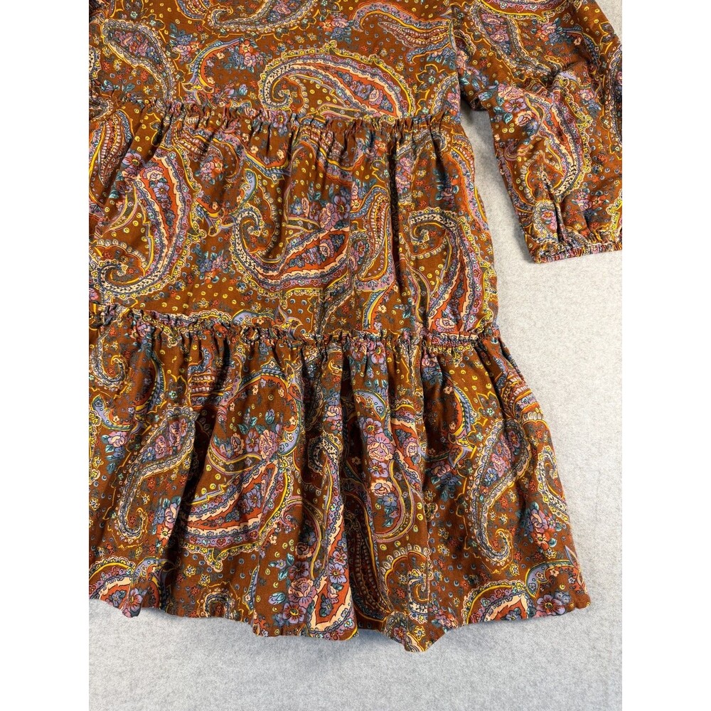 ANA Dress M Brown Paisley Tiered Ruffle Peasant Keyhole Back Hippie SKU 154 - Picture 4 of 10